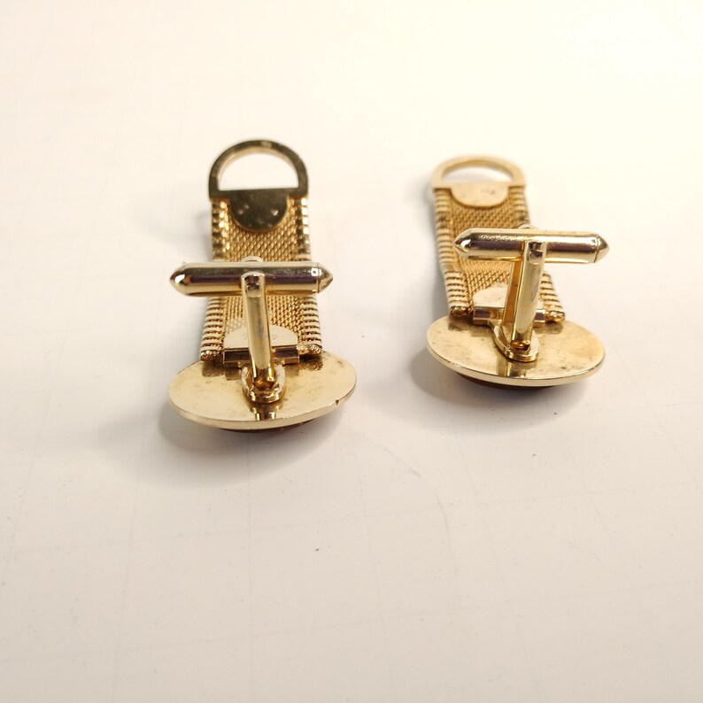 Tigers Eye Wrap Cufflinks Oval Glass Stone Toggle Back