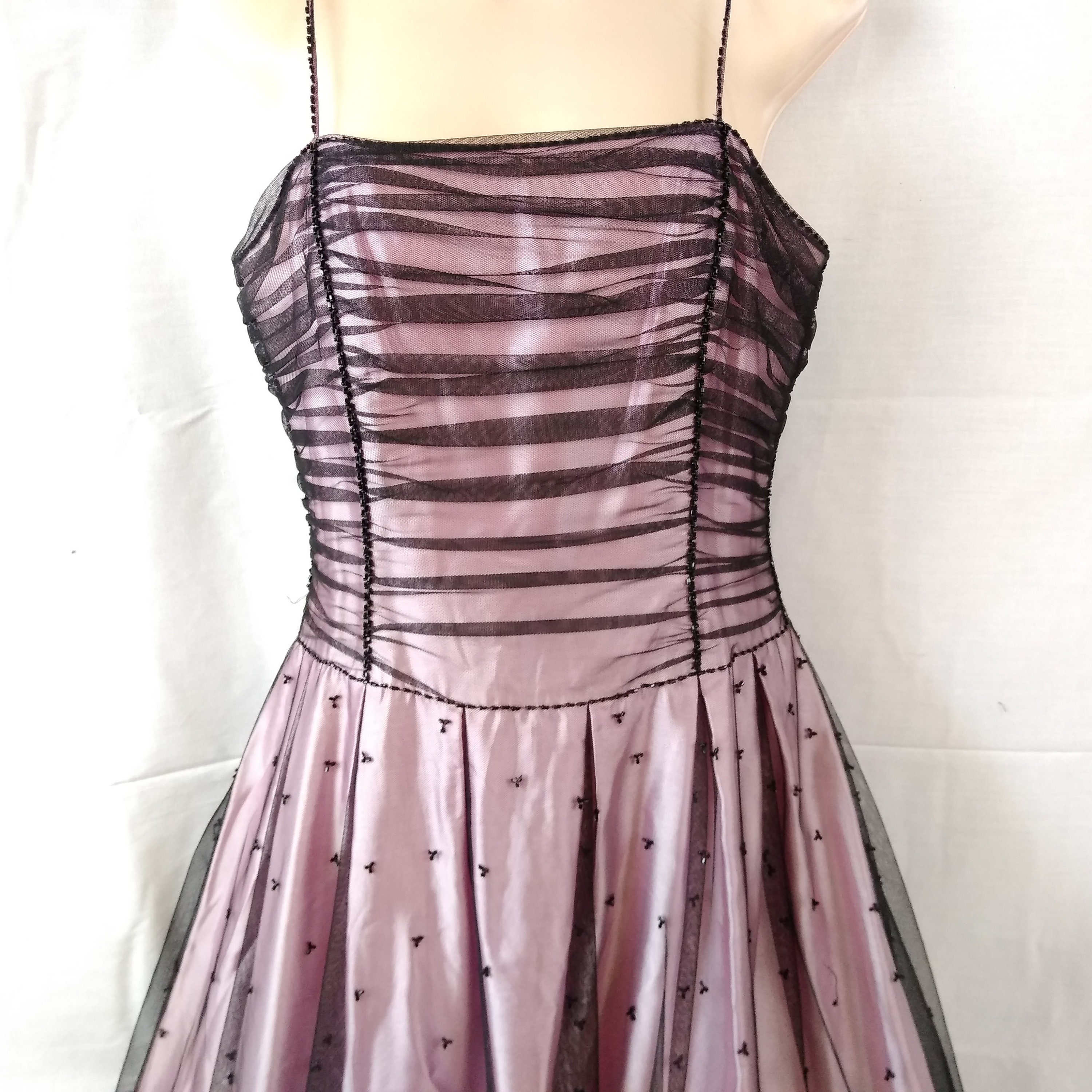 pink and black prom dress
