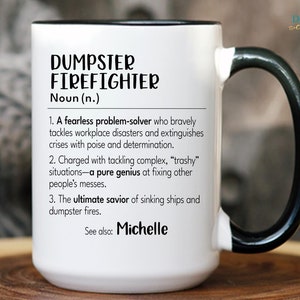 Funny Coworker Gift for Men Women Custom Dumpster Firefighter Definition Mug Boss Supervisor Employee Xmas Bday Present Work Bestie Cup