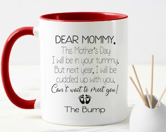 First Mothers Day Gift for Pregnant Mom Daughter, From the Bump Mug, Wife Mother's Day Gift from Baby, Mommy Pregnancy Present from Husband