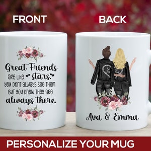 Great Friends are Like Stars Mug, Personalized Best Friend Birthday Gift for Women, Friendship Long Distance Gift, BFF Custom Coffee Cup