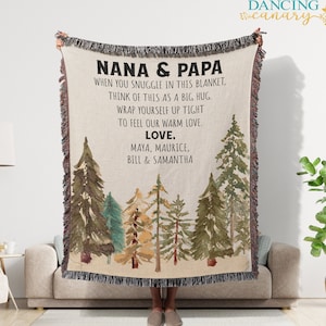 Grandparents Personalized Blanket with Grandkid Names Nana and Papa Christmas Gift Custom Woven Throw Blanket Mother in law Father in law