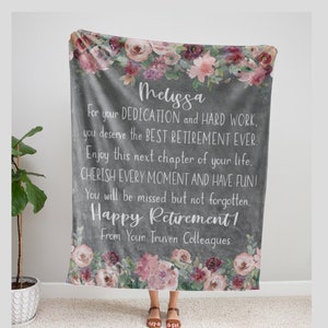 Personalized Retirement Blanket Gift for Women, Boss or Coworker Farewell Gift, Retirement Party Gift Ideas for Her, Retirement 2023