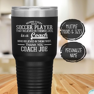 Soccer Coach Tumbler Personalized, Thank You Coach Gift for Men or Women, Team Appreciation Cup from Players, Christmas, Retirement Coach
