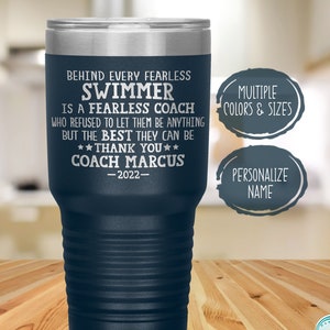 Personalized Swimming Coach Tumbler, Thank You Gift for Men or Women, Swim Instructor Mug, Best Coach End of Season Appreciation Gift