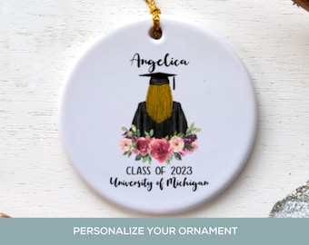 Graduation Gift for Her, Class of 2023 Personalized Ornament, Highschool College, Post Graduate Daughter, Best Friend, Granddaughter Gift