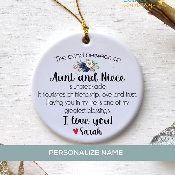 Personalized Aunt Gift from Niece, Auntie or Niece Christmas Ornament, Aunt Thank You Present, Custom Sentimental Ornament