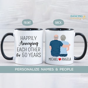 Personalized 50th Anniversary Gift for Couple Parents, Annoying Each Other Mug for Grandparents, Husband, Wife Funny Wedding Anniversary Mug