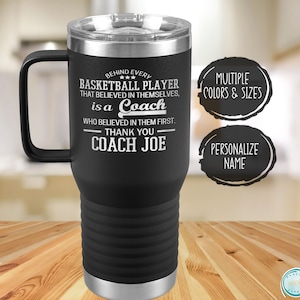 Basketball Coach Travel Mug,Personalized Thank You End of Season Gift for Men or Women, Custom Sports Coach Tumbler, Coach Appreciation Gift