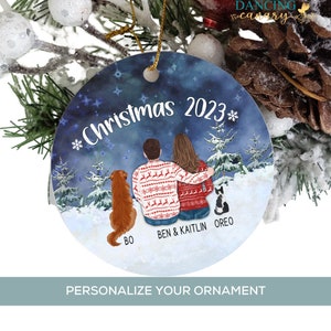 Pet Family Ornament 2023 Personalized, Dog Cat Owner Christmas Gift, Pet Portrait Ornament, Cat Mama, Dog Dad Holiday Keepsake, Couple Gift