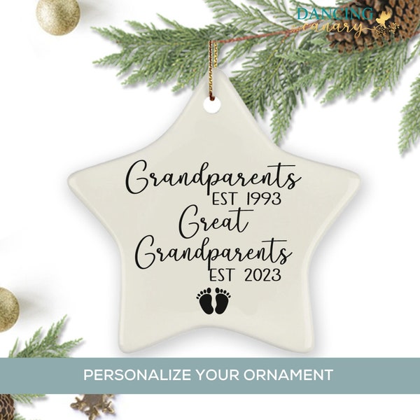 Great Grandparents Pregnancy Announcement Gift, Great Grandma Custom Ornament, New Great Grandfather Baby Reveal, Grandparent Est 2023 2024