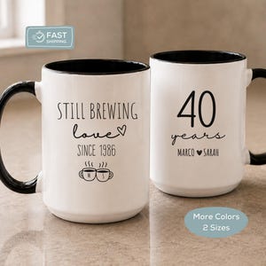 40th Wedding Anniversary Mug Personalized 40th Anniversary Gift Ruby Anniversary Coffee Cup for Parents Husband Wife Since 1986 DC-26-387
