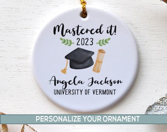 Mastered It Ornament, Masters Degree Graduation Gift for Her Personalized, MBA Graduate Sister, Daughter, Granddaughter, Best Friend