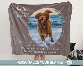 Dog Cat Loss Remembrance Custom Pet Blanket Sympathy Photo Memorial In Loving Memory Throw Bereavement Gift