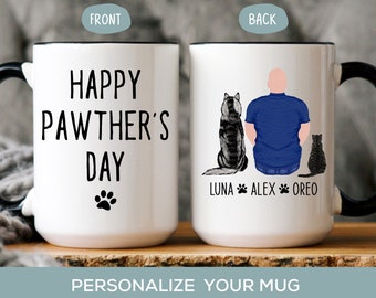 Happy Pawther&#39;s Day Mug, Father&#39;s Day Gift for Dog Dad from Pet, Custom Cat Parent Mug, Son, Husband, Boyfriend Present, Fur Dad Gift