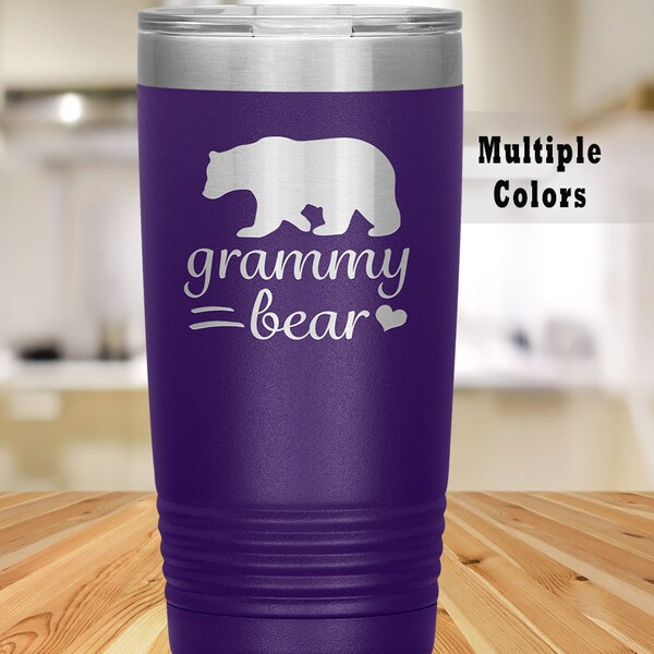 Grammy Bear Tumbler, Grandparent Christmas Gift, Birthday or Mother's Day Present from Daughter, Mother-in-Law Gift, Grandma Gift