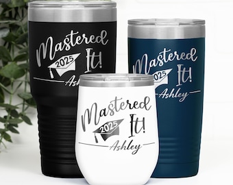 Personalized Mastered It 2026 Tumbler, Master's Degree Graduation Gift for Her, College Grad Cup, MBA Graduate Daughter, Sister, Friend Gift