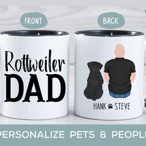 Rottweiler Dad Mug, Personalized Dog Lover Gift, Dog Dad Cup, Pet Parent Gift for Son, Husband, Boyfriend, Brother, Men Birthday Gift
