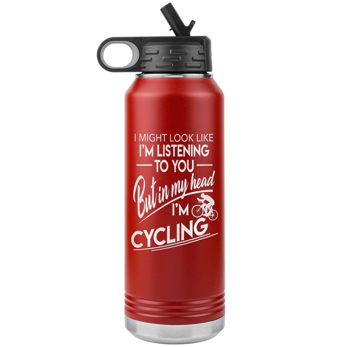 Cycling Water Bottle 32 Oz Custom Insulated Stainless Steel Etsy