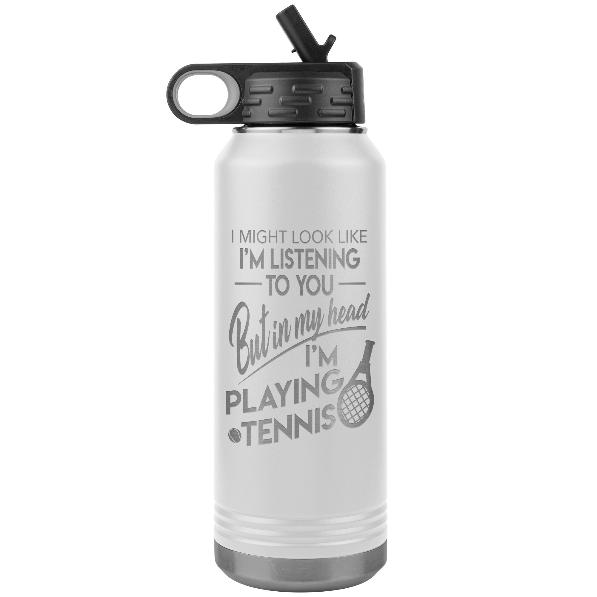 Tennis Water Bottle 32 Oz, Custom Insulated Stainless Steel Engraved  Tumbler, Gift for Tennis Lover Daughter, Dad, Husband, Son, Mom 