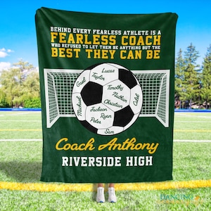 Personalized Soccer Coach Blanket Soccer Team Gift Soccer Coaches Throw Blanket Sports Coach Thank You Present End of Season Gift DC-25-272