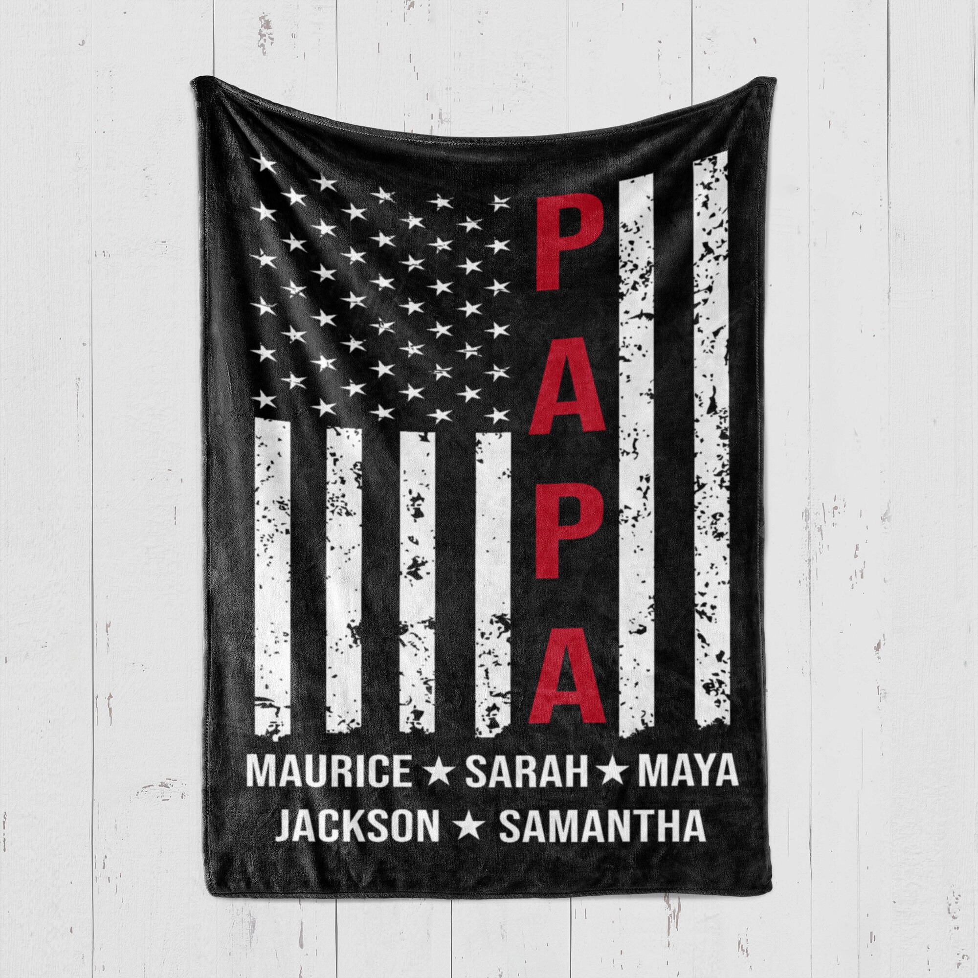 Papaw Gift Personalized Pawpaw Flag Blanket Grandpa Etsy