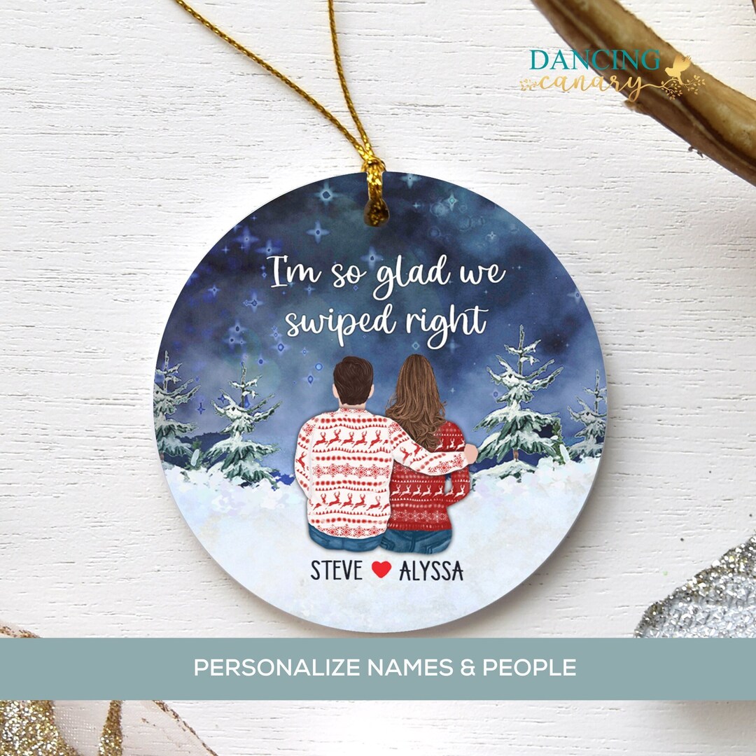 I'm so Glad We Swiped Right Ornament, Boyfriend, Girlfriend Christmas Gift Personalized, Online ...
