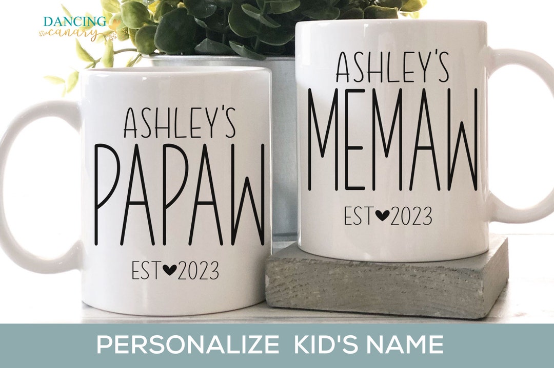 Papaw and Memaw Mug Set New Grandparents Gift From Baby Granddaughter