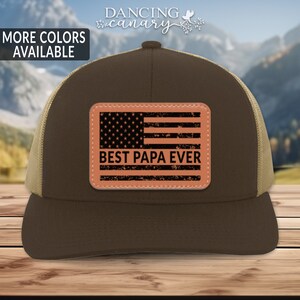 Best Papa Ever Trucker Hat Grandpa Father&#39;s Day Gift New Grandfather US Flag Hat Dad Father in law Birthday Christmas Present from Grandkids