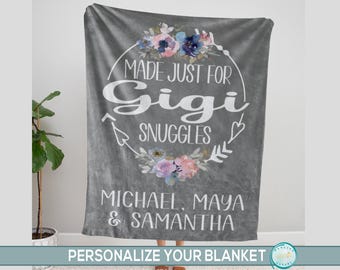 Gigi Personalized Gift Customized Blanket for Grandma for Mother&#39;s Day, Birthday Grandparent Throw Blanket, Mom or Mother in law Gift