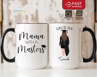 Personalized Mama Masters Graduation Mug, Class of 2026, Graduation Gift for Mom