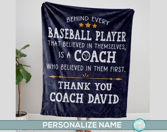 Baseball Coach Gift for Men, Personalized Sports Blanket, End of Season Appreciation Gift from Team, Best Custom Coach Present from Players
