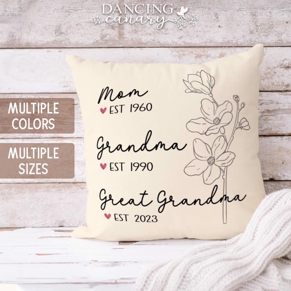 Great Grandma Pillow Personalized Grandparent Pregnancy Gift Grandmother Pillow Case Mom Mother in law Mother's Day Christmas Birthday