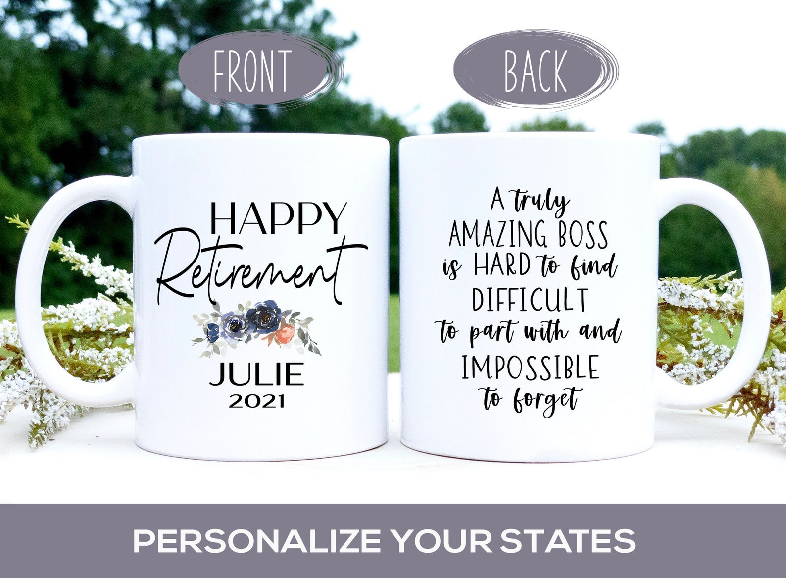 Boss Retirement Gift for Her Happy Retirement 2021 Floral Etsy