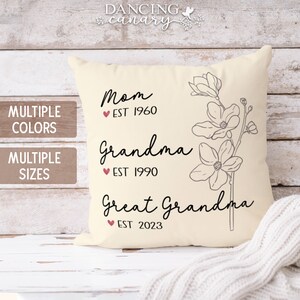 Great Grandma Pillow Personalized Grandparent Pregnancy Gift Grandmother Pillow Case Mom Mother in law Mother's Day Christmas Birthday