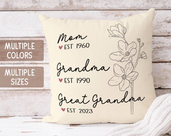 Great Grandma Pillow Personalized Grandparent Pregnancy Gift Grandmother Pillow Case Mom Mother in law Mother's Day Christmas Birthday