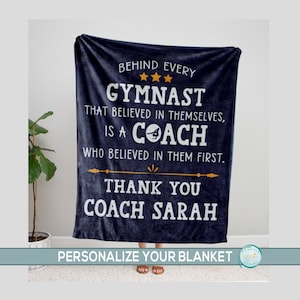 Gymnastics Coach Thank You Gift from Men or Women, Personalized Best Coach Blanket, Gymnast Team Appreciation or Christmas Present
