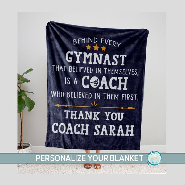 Gymnastics Coach Thank You Gift from Men or Women, Personalized Best Coach Blanket, Gymnast Team Appreciation or Christmas Present