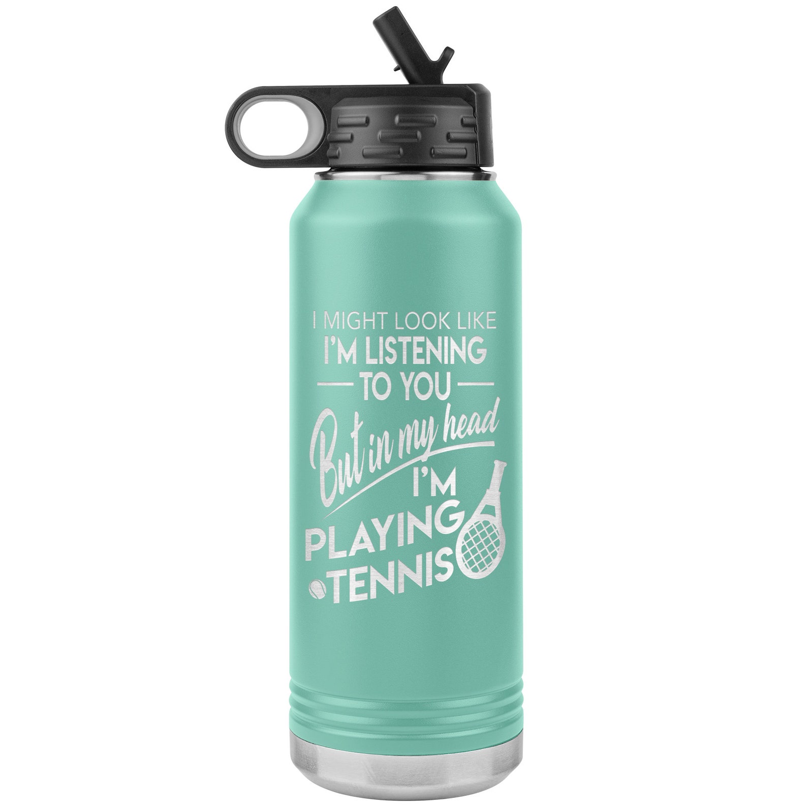 Tennis Water Bottle 32 Oz Custom Insulated Stainless Steel Etsy