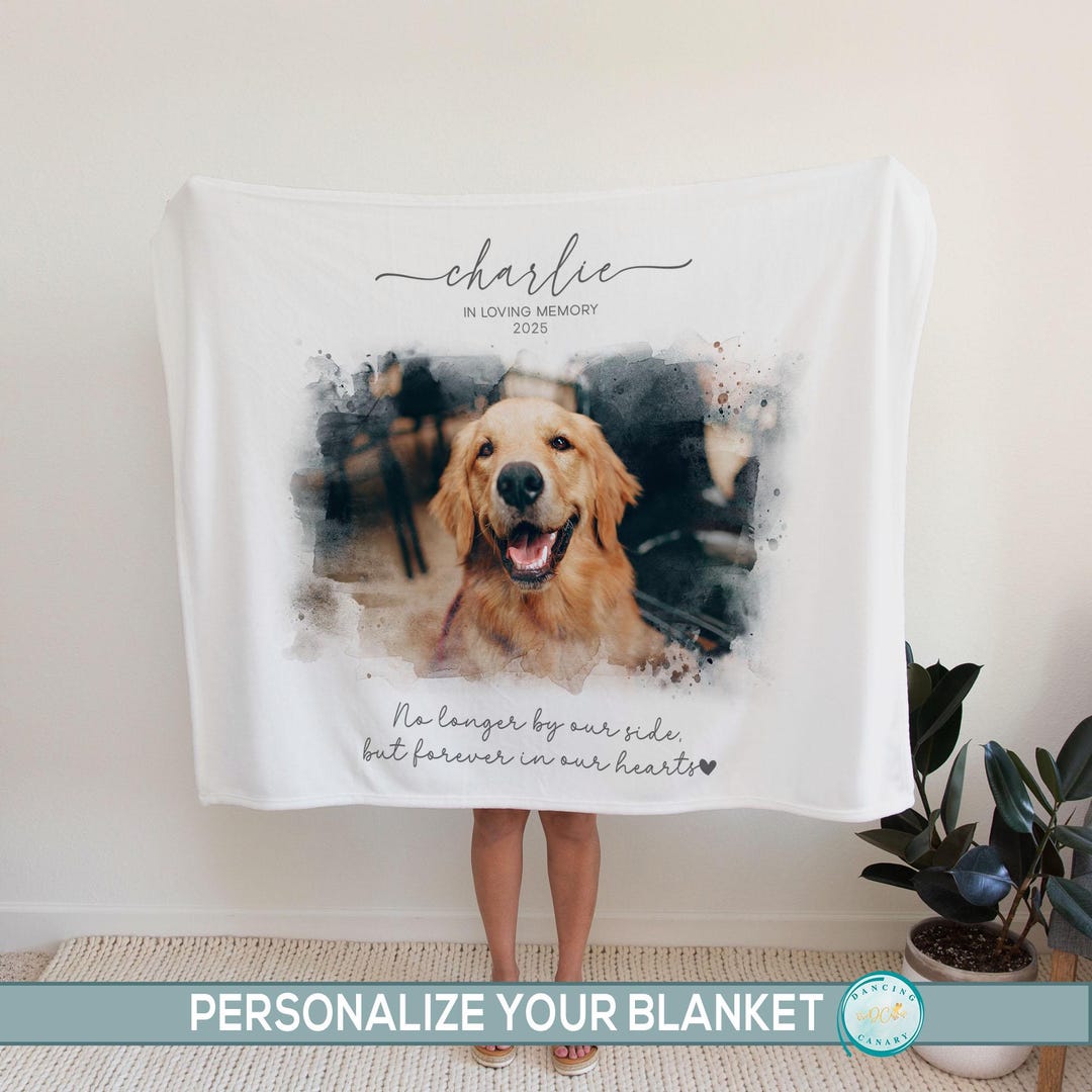 Pet Memorial Sympathy Gift Dog Cat Remembrance Photo Blanket in Loving ...