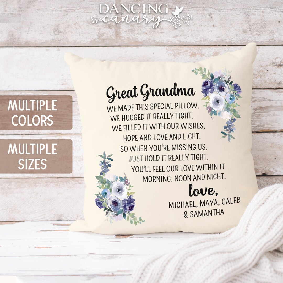 Great Grandma Pillow Gift Personalized Grandparent Floral Grandmother