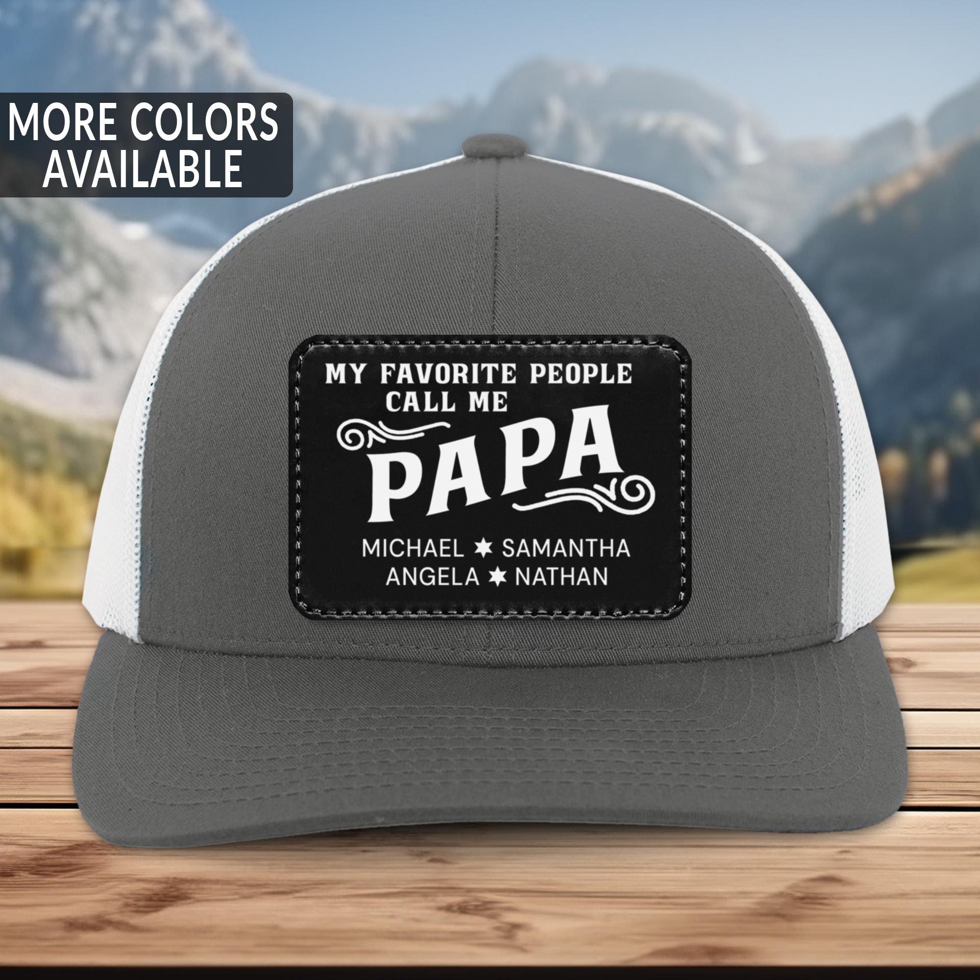 Great Grandpa Hat - Vintage Leather Patch Trucker Cap From Grandchildren, Adjustable