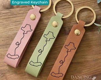 Best Friend Going Away Matching Keychains Thinking of You Gift Long Distance Friendship Engraved Bag Charm Family Moving Keepsake DC-26-341
