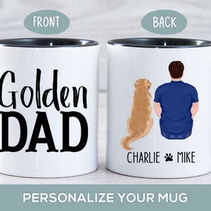 Golden Dad Mug, Golden Retriever Gifts for Men, Personalized Dog Dad Gift for Son, Husband, Boyfriend, Brother, Dad, Pet Parent Mug