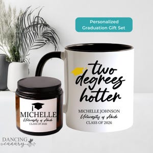 Dual Masters Degree Graduation Gift Box for Women Personalized Two Degrees Hotter Funny Mug Candle Set PhD MBA MPH Grad Present DC-26-096