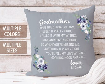 Godmother Gift from Goddaughter or Godson Cute Godmother Pillow Case Godparent Christmas Birthday Mother's Day Present from Godchild