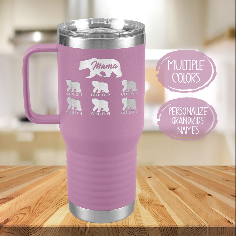 Mama Bear Tumbler, Personalized Gift for Mom, Custom Travel Mug With Kids  Names 20oz or 30oz Size, Mother in Law Cup 