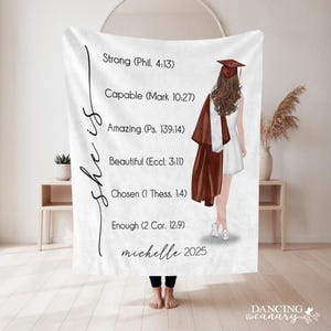 Personalized Graduation Blanket Gift for Her Senior College High School Graduate Gift Woman Affirmation Throw Blanket 2026 Grad DC-25-096