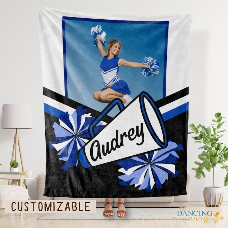 Cheerleader Gift Cheer Squad Blanket for Kids Teens Cheer Cheerleading Custom Photo Blanket for Daughter Sister or Niece End of Season Gift