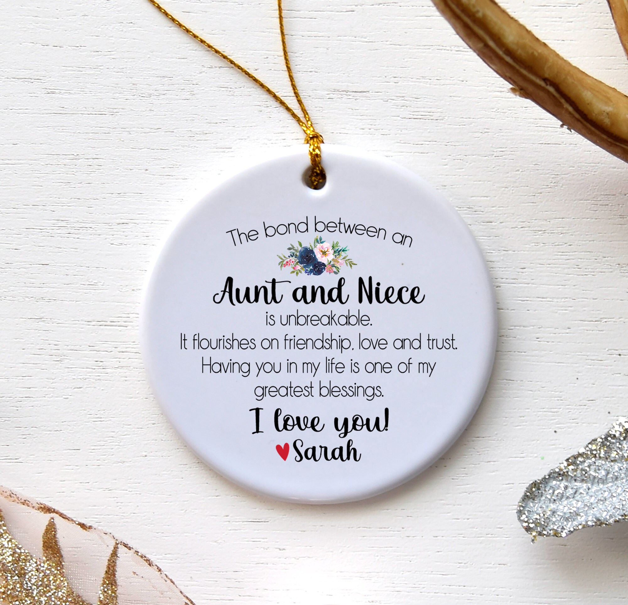 Personalized Aunt Gift From Niece, Auntie or Niece Christmas Ornament ...